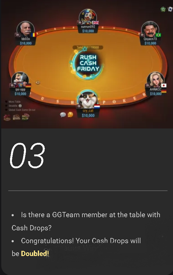 Is there a GGTeam member at the table with Cash Drops?